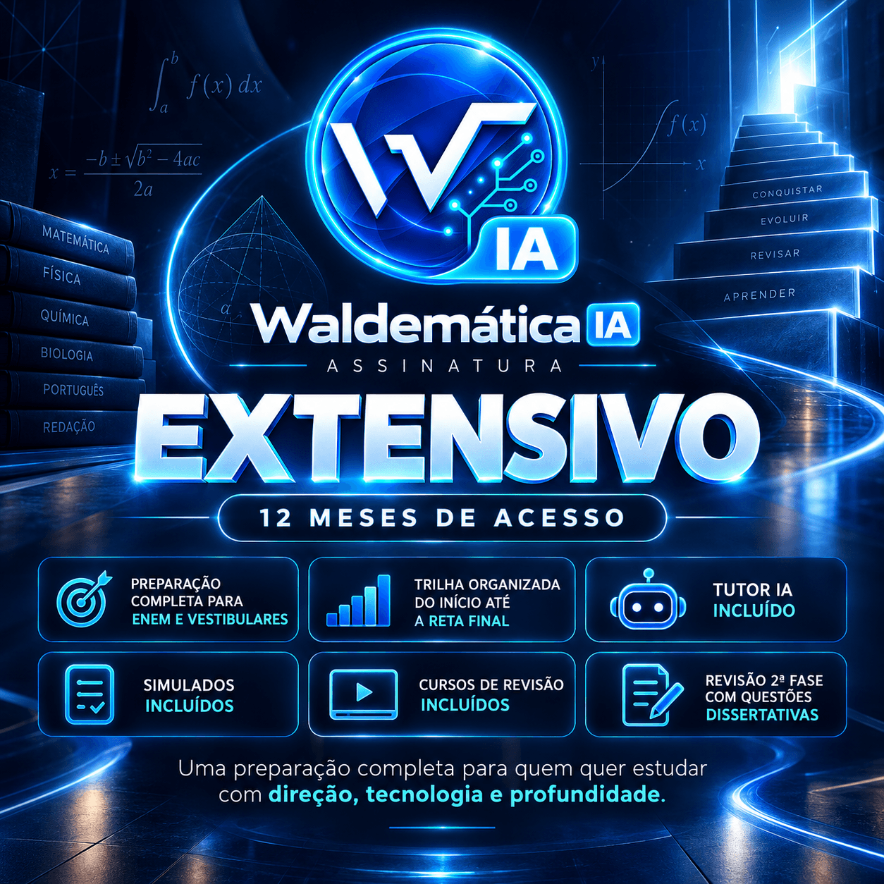 Arte do Extensivo, com 12 meses de acesso. Sua jornada completa, do primeiro conteúdo à reta final.