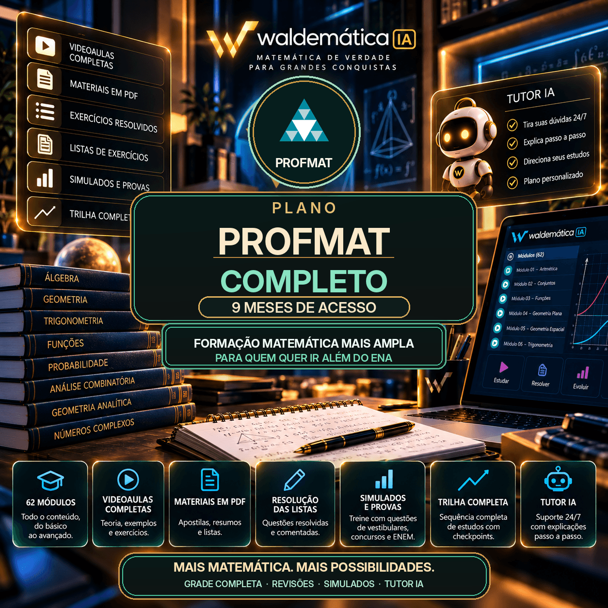 Arte do PROFMAT Completo, com 9 meses de acesso. Mais Matemática. Mais repertório. Mais possibilidades.