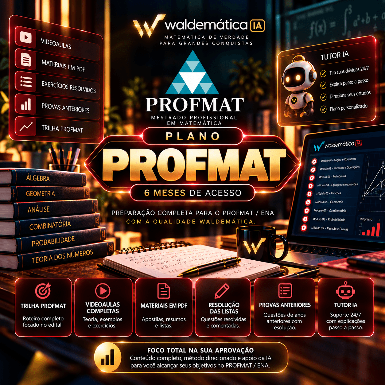 Arte do PROFMAT / ENA, com 6 meses de acesso. Seu próximo passo no PROFMAT começa aqui.