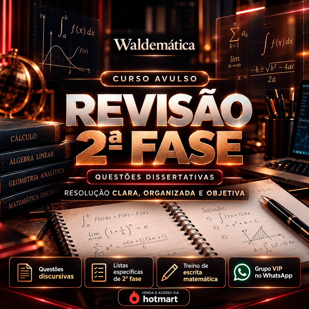 Resolução dissertativa de Matemática escrita à mão com desenvolvimento e justificativas.