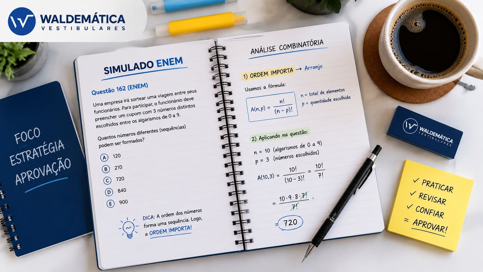 Caderno de estudos focado em exercícios de análise combinatória para o ENEM
